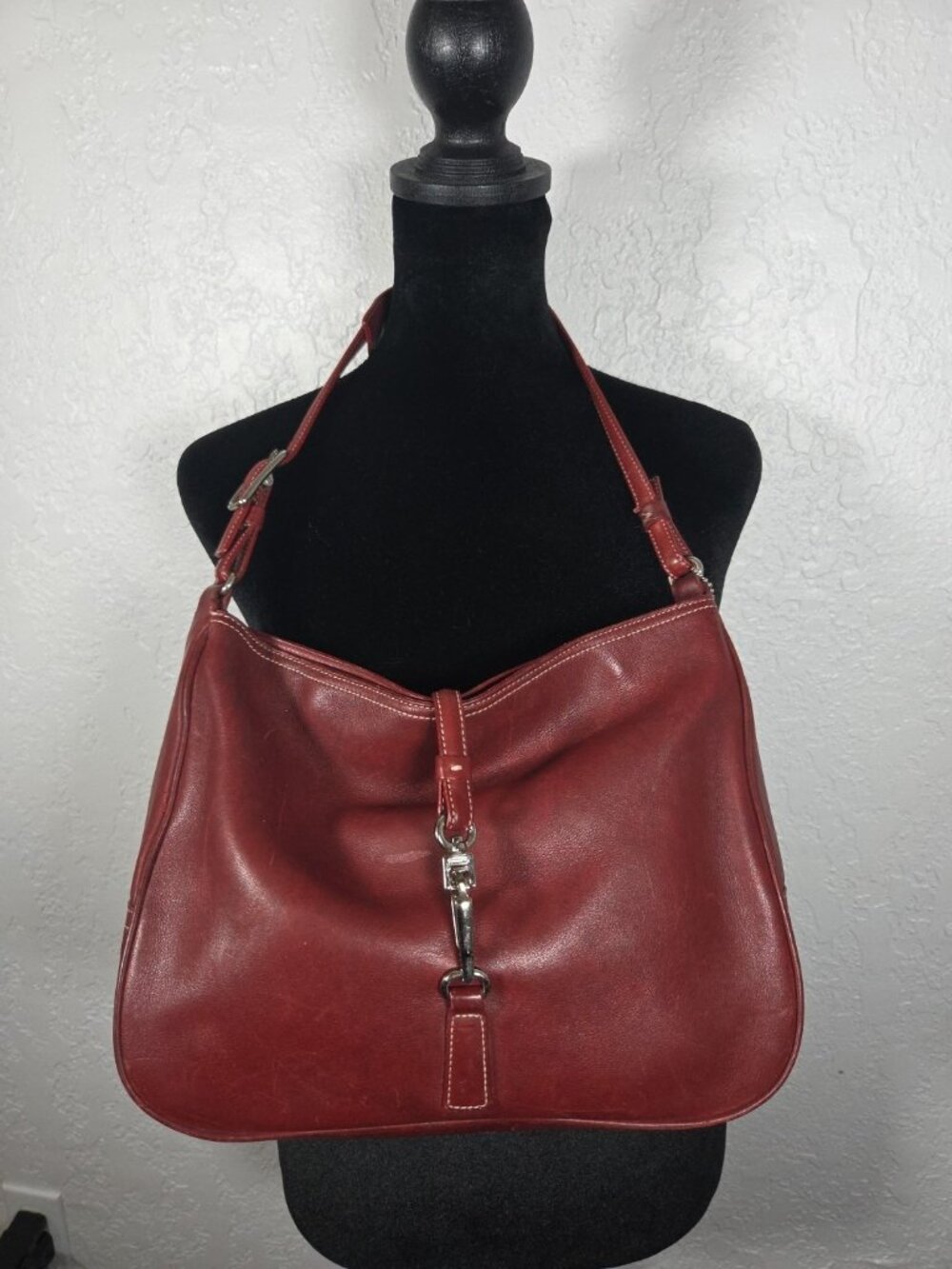 COACH K2K-7778 One Shoulder Bag Leather Burgundy Silver Hardware Vintage 2002